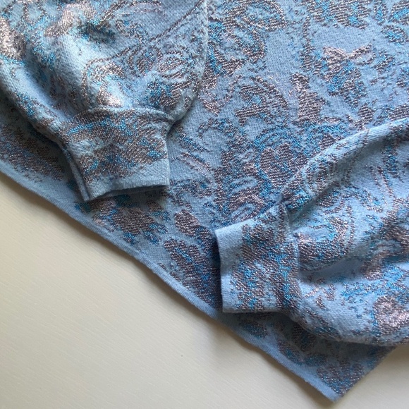 Anthropologie The Beatriz Mock-Neck Sweater Lurex Edition Blue Size XS - Picture 6 of 16